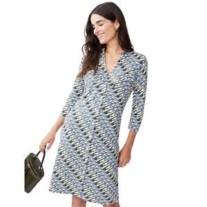 J. McLaughlin Jersey Knit Geo Print Collared Shirt‎ Dress Womens Size M